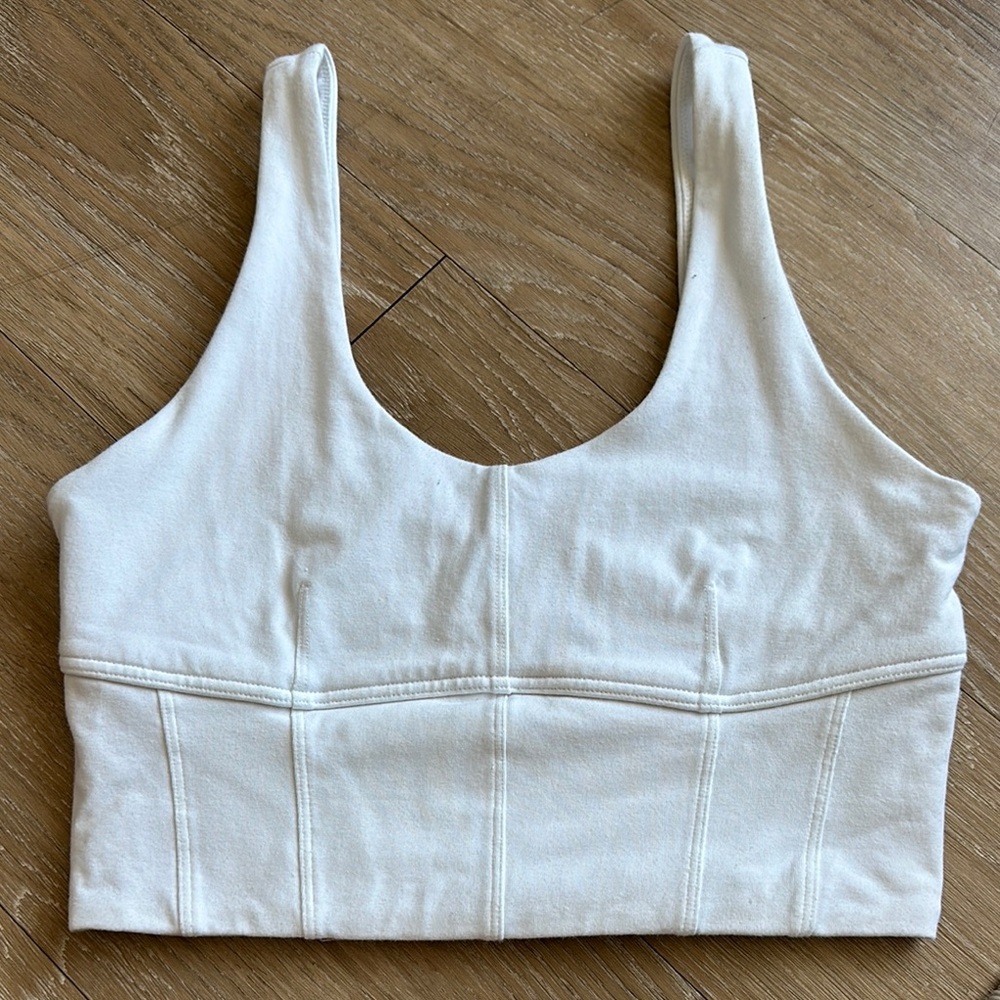 Aerie White Fitted Crop Tank Top